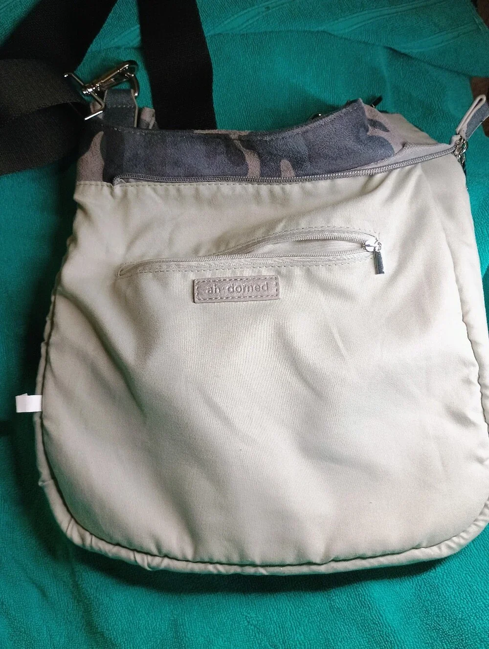 Ahdorned Casey Messenger Bag  Camo Vegan Suede